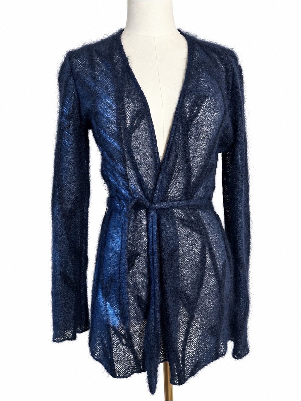 Vintage Anna Sui Designer Mohair Sheer Wrap Cardigan Made in Italy IT 40